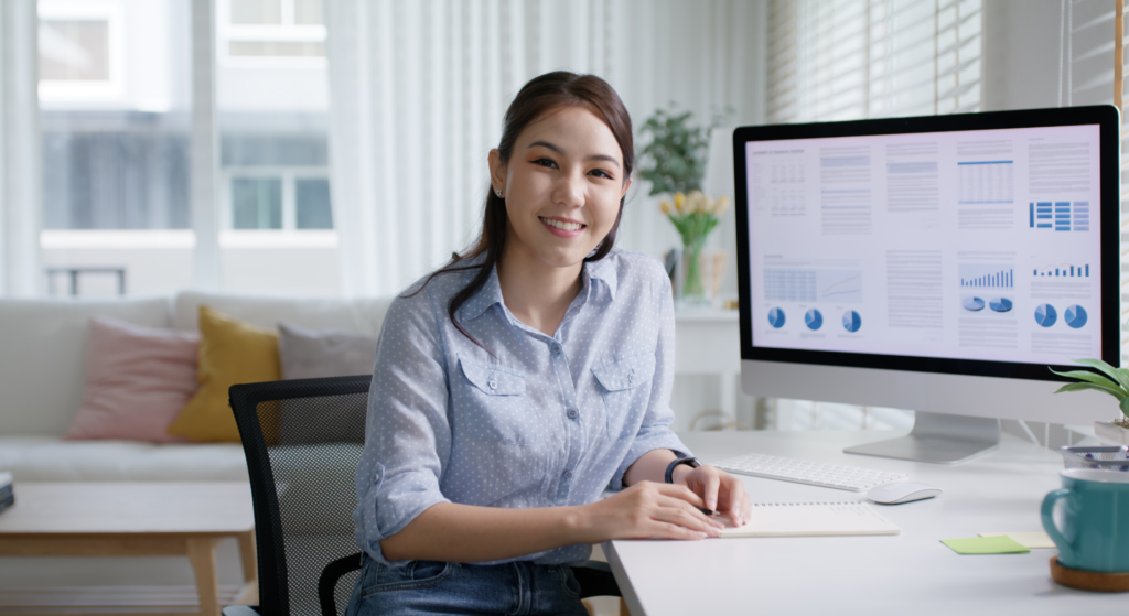 Woman doing Social media management