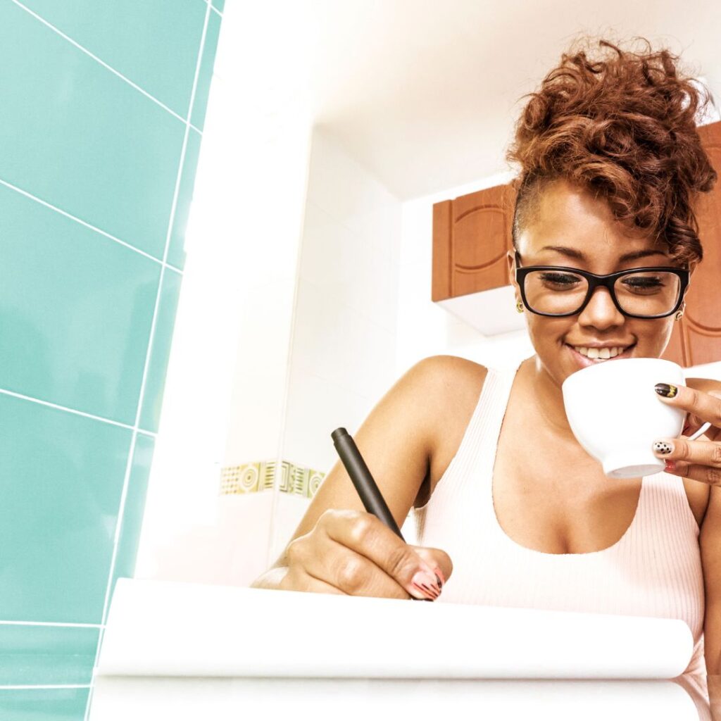 woman creating content