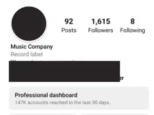 Music Label Company followers increase